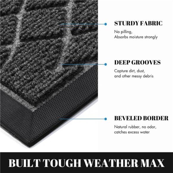 Front Door Mats, Heavy Duty Water Absorbent Mud Resistant Easy Clean Entry - Picture 3 of 6